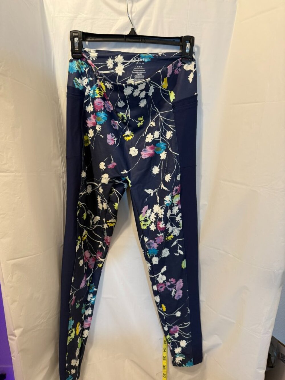 Josie Natori Navy Floral Solstice Leggings M